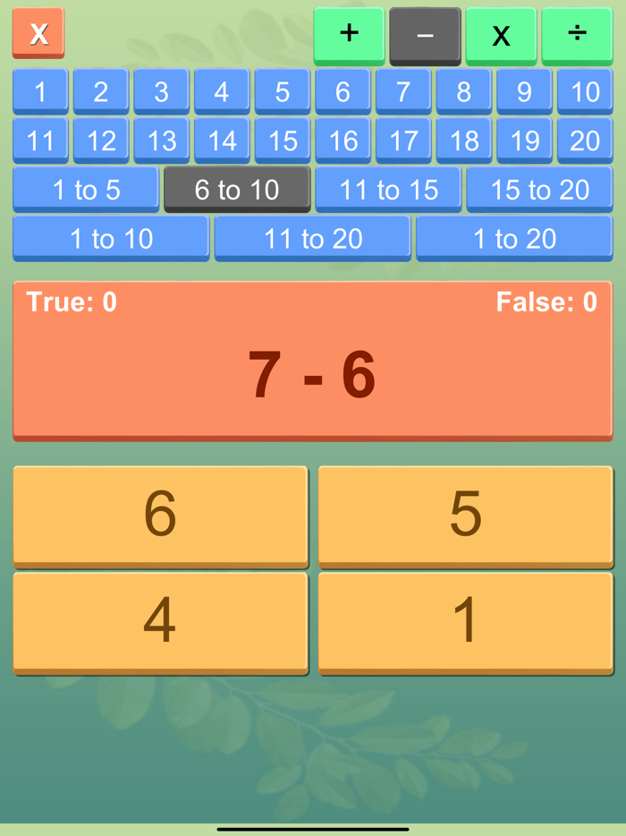 Math Tables with Quiz