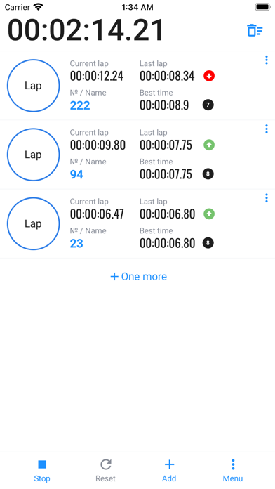 Group sports stopwatch Screenshot