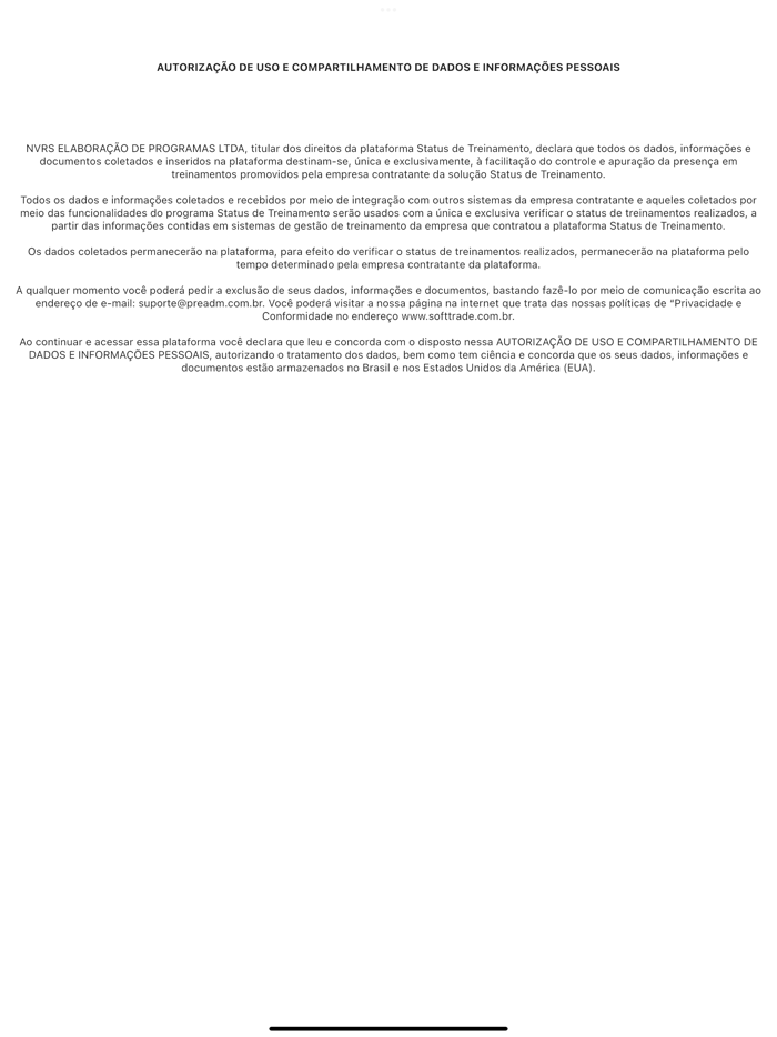 Status de Treinamento