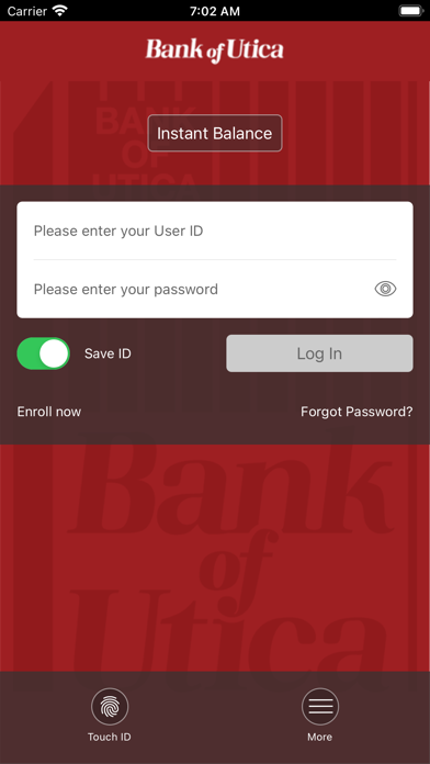 Bank of Utica Mobile Banking Screenshot