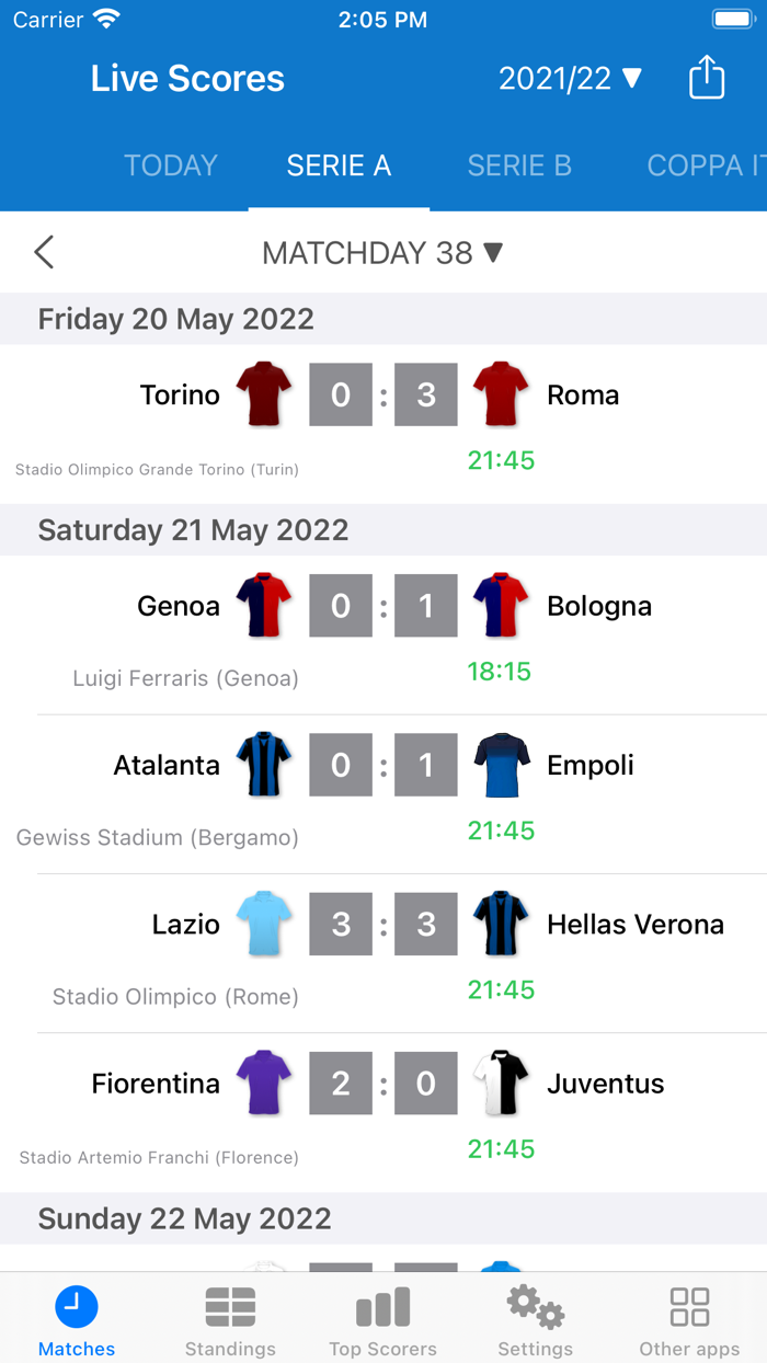 Live Scores for Serie A App