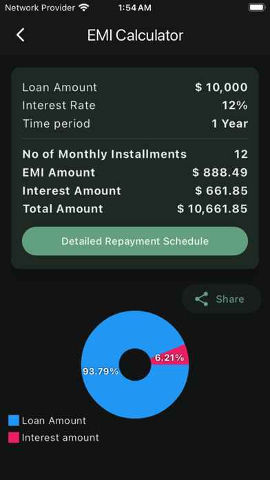 Interest EMI Calculator Screenshot