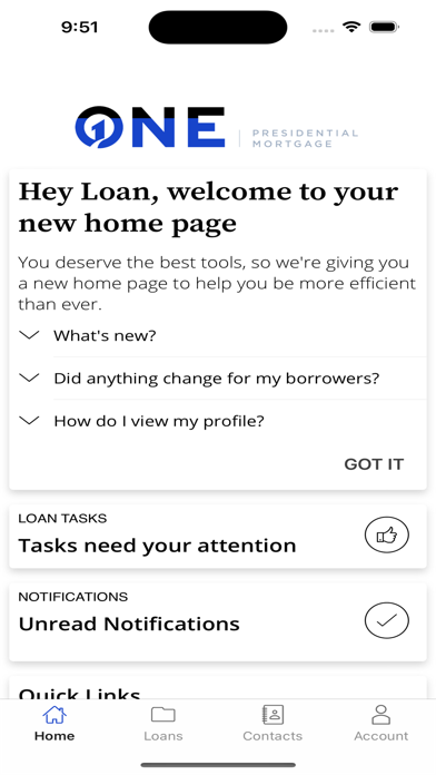 ONE Presidential Mortgage Screenshot