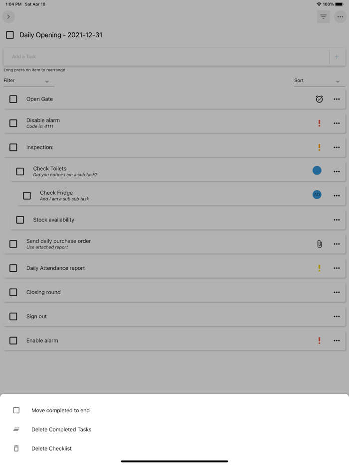 Checklist To Do and Task Lists
