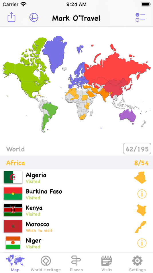 #1. Mark O'Travel: Where I've Been (iOS) 由: Sergei Shpygar