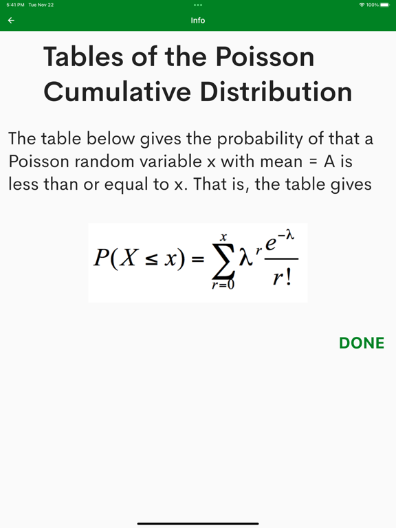 Screenshot #5 pour Poisson Distribution Tables