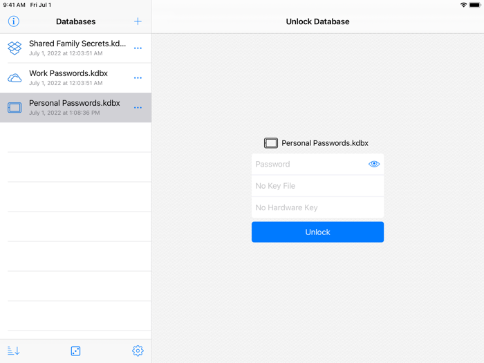 KeePassium KeePass passwords