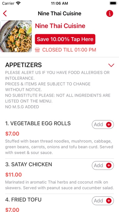 Nine Thai Cuisine Screenshot