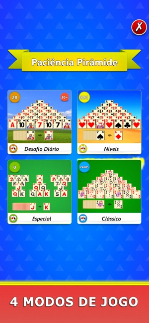 Jogando o jogo de Paciência Pyramid 