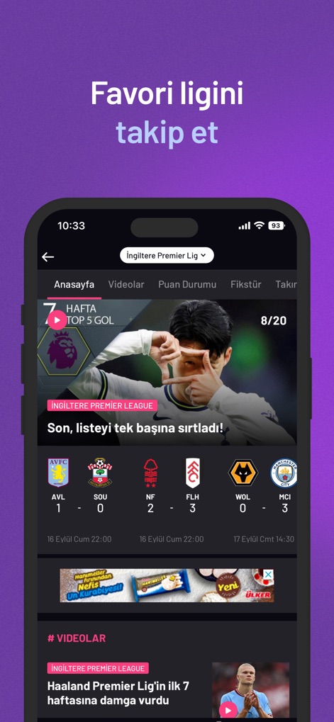 beIN SPORTS TR - 特定のリーグページでは、直近の試合結果と、リーグ内のトッププレイやゴールのビデオコンテンツが提供され、詳細な情報にアクセスできます。