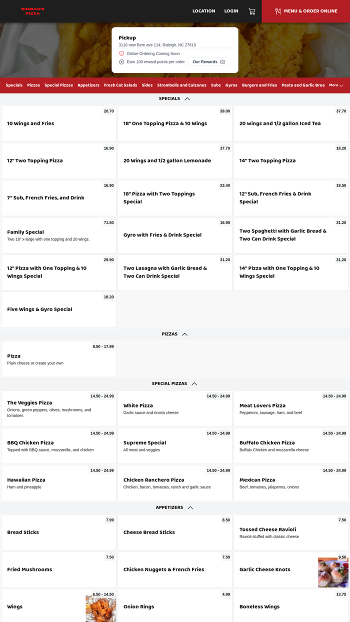 Sinbads Pizza and Subs