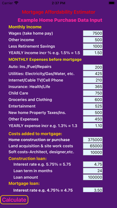 Mortgage Affordability Estim8r Screenshot
