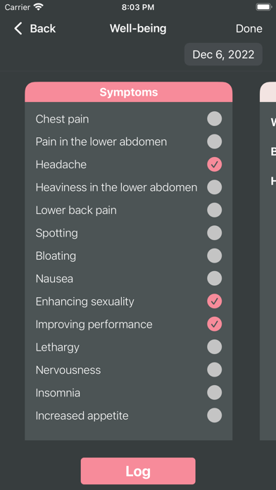 Female Cycle Period Calendar Screenshot