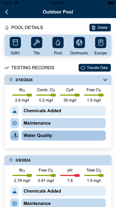 Lovibond® PoolAssistant Screenshot
