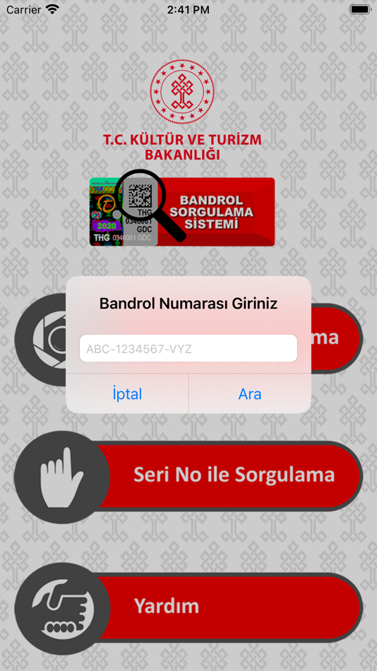 #2. Bandrol Sorgu (iOS) Podle: T. C. Kültür ve Turizm Bakanlığı
