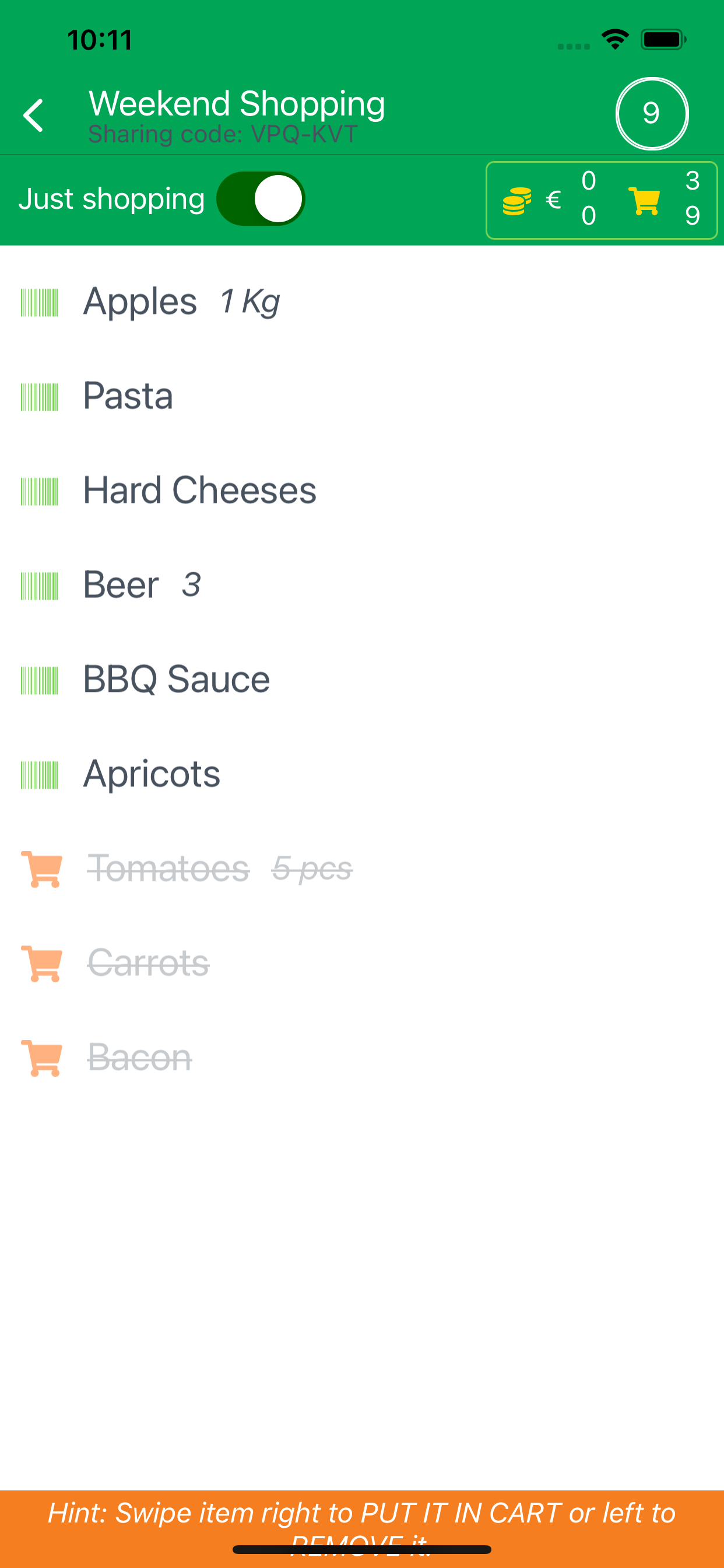 Shoppka - smart shopping list
