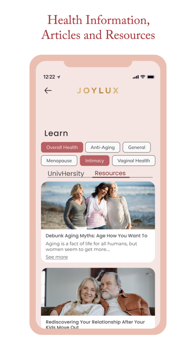 Joylux Menopausal Health App Screenshot