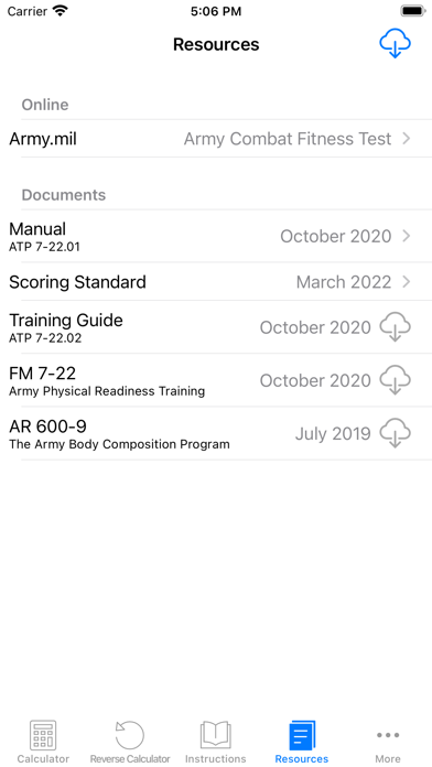 ACFT Calculator and Resources Screenshot