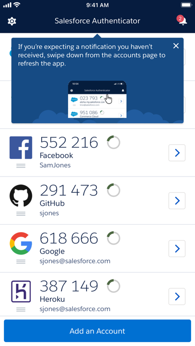 Salesforce Authenticator Screenshot