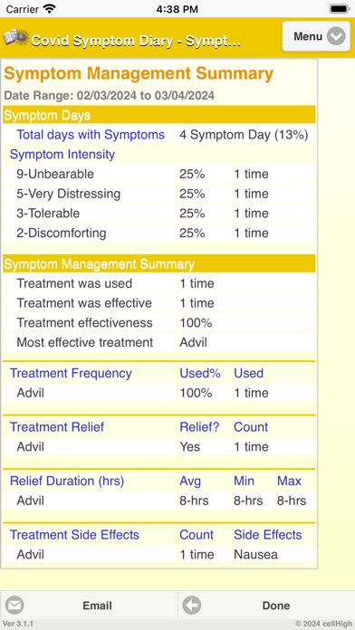 Covid Symptom Diary Screenshot