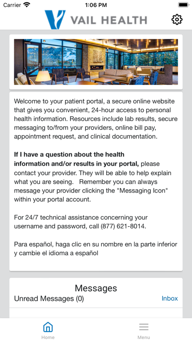 Vail Health Patient Portal Screenshot