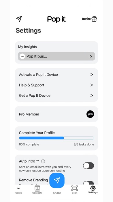 Pop It - E-Business Card Screenshot