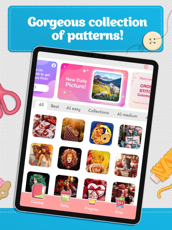 Cross Stitch Coloring Art iPad screenshot 4 - Games app