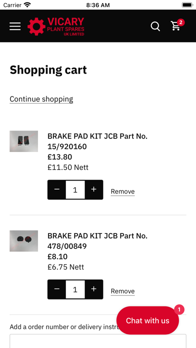 Vicary Plant Spares Screenshot