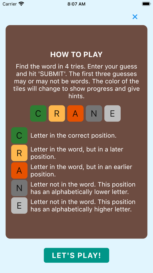 #5. Wordgic - Find Word in 4 Tries (iOS) By: Mnemosynch Inc.