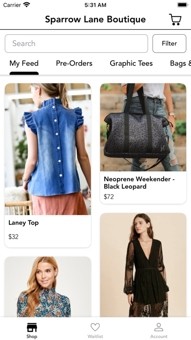 Sparrow Lane Boutique Screenshot