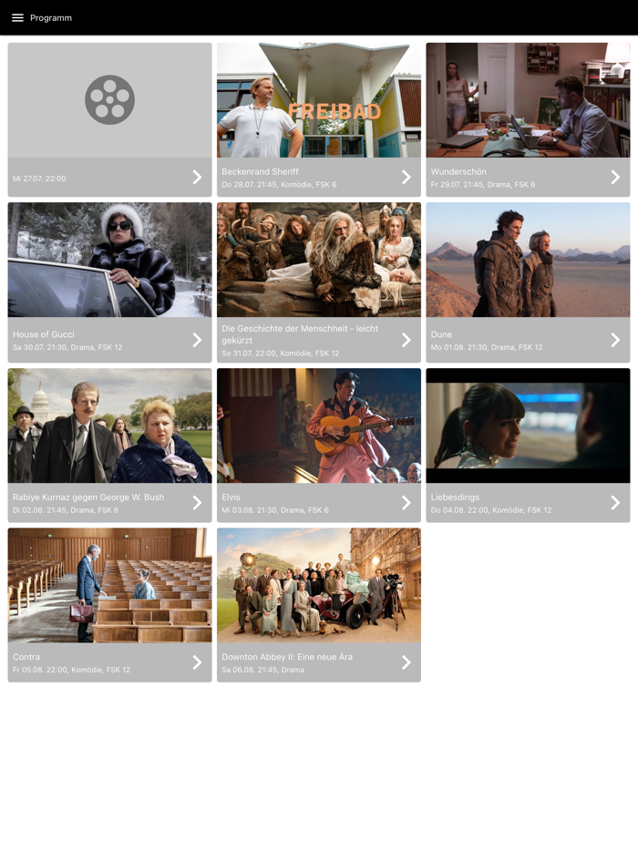 Open Air Kino auf der Burg