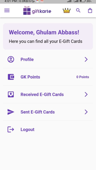 Giftkarte Screenshot