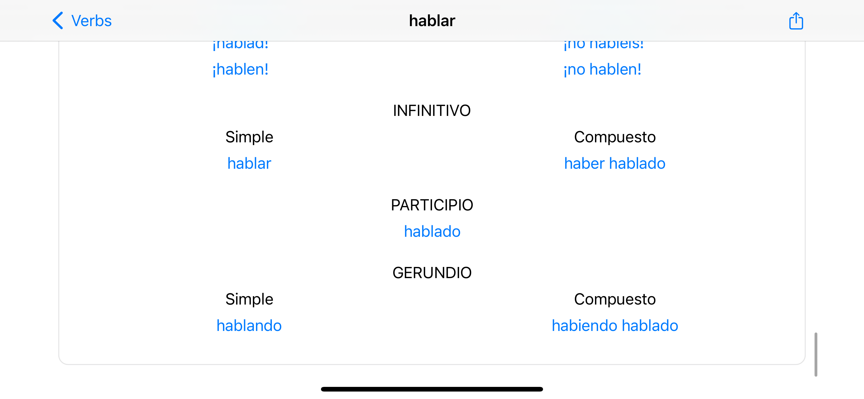 Verbos Español