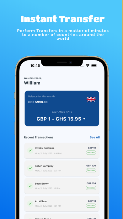Continental Money Transfer Screenshot