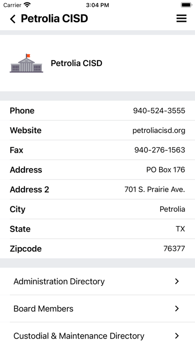 Petrolia CISD Screenshot