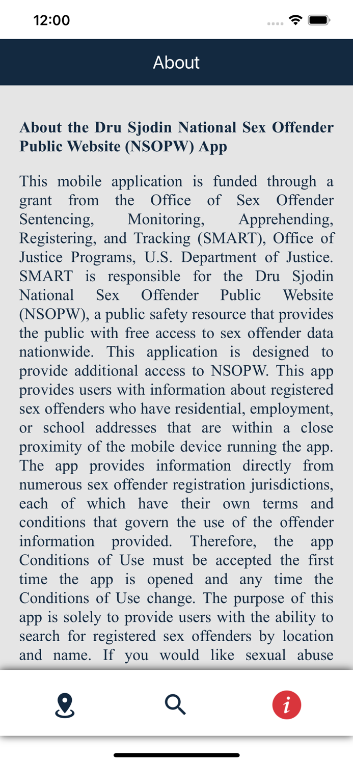 US Dept. of Justice NSOPW App