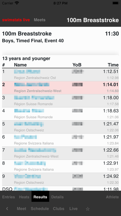 swimstats live screenshot 2