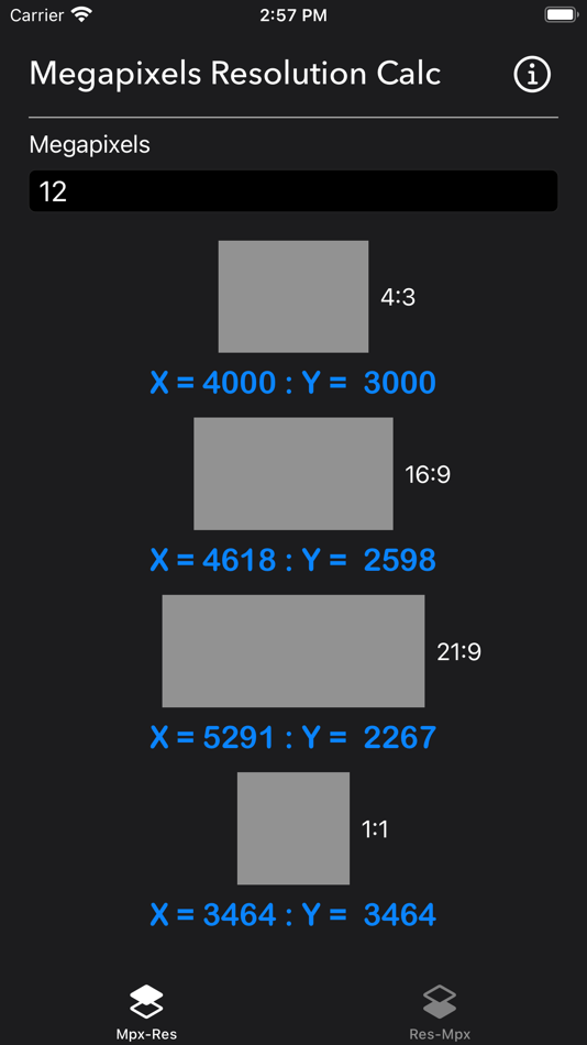 Megapixels Resolution Calc - 1.0 - (iOS)