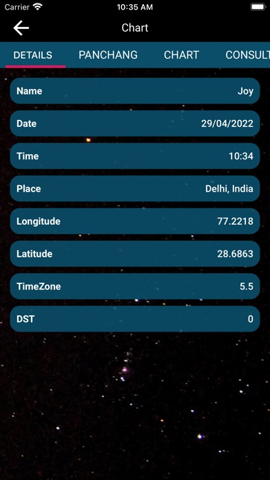 Prash Real Vedic Chart Screenshot