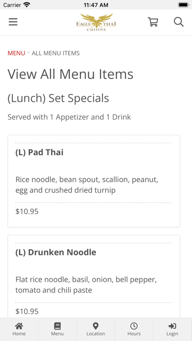 Eagle Thai Cuisine Screenshot