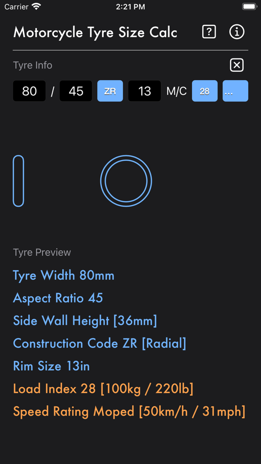 #10. Motorcycle Tyre Size Calc (iOS) 来自: Heng Jia Liang