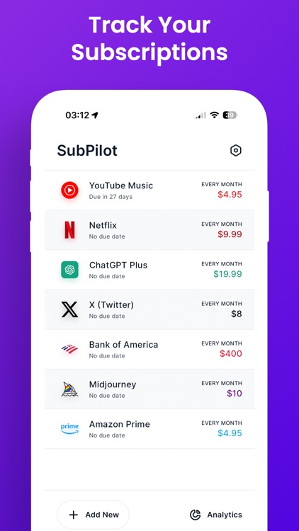Track Subscriptions - SubPilot