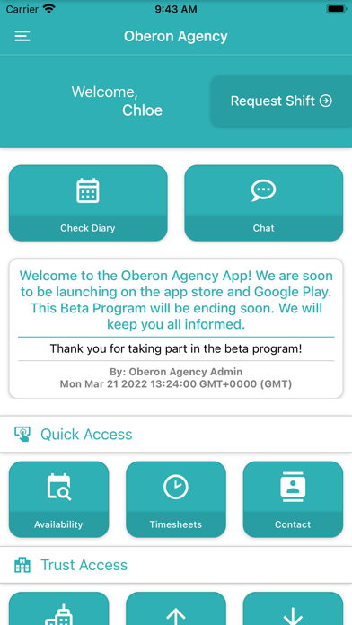 Oberon Nursing Agency Screenshot