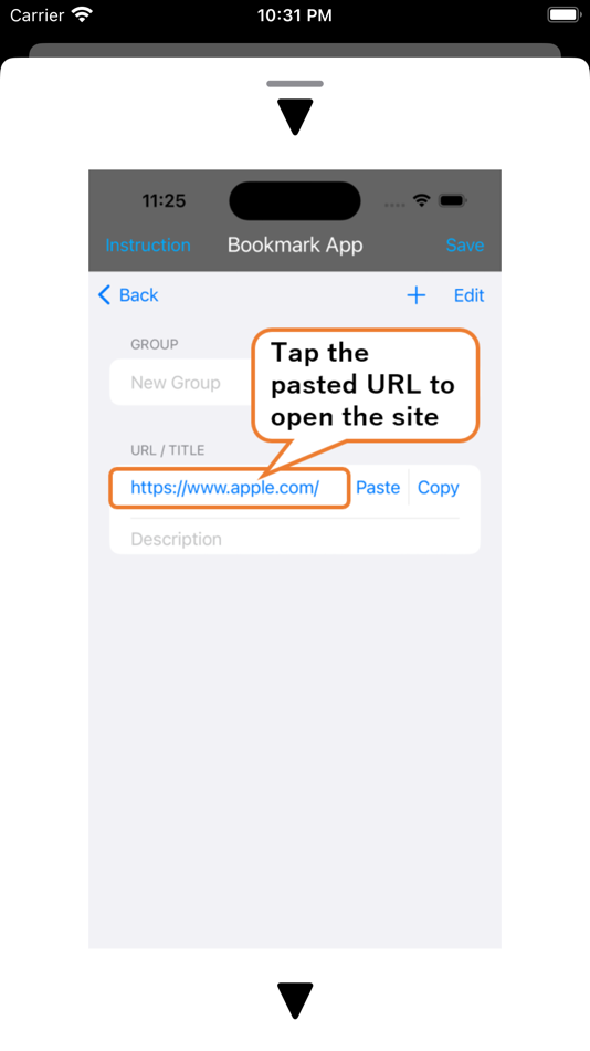#5. BookmarkApp-PasteURL (iOS) By: Risako Asai