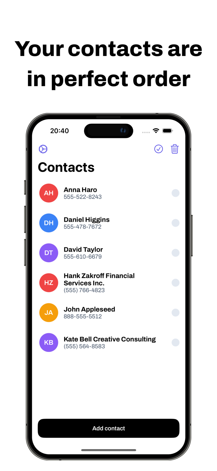 ContactList temporary contact