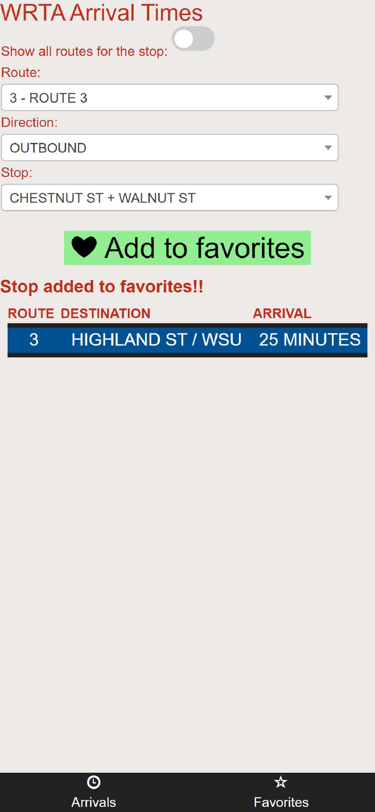 Worcester WRTA Bus Tracker