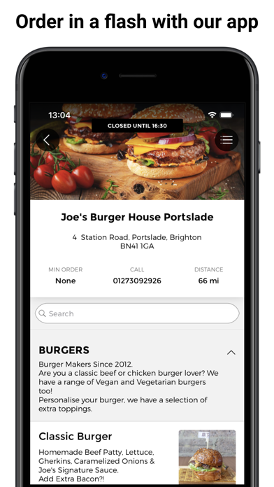 Joe's Burger House App Screenshot