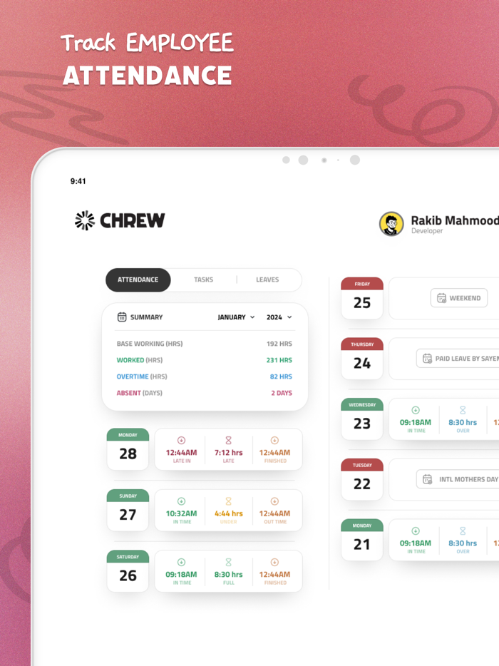 CHREW - Attendance  Payroll