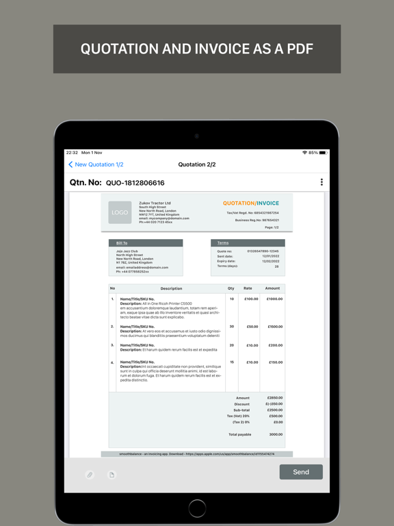 Smoothbalance: Invoice Maker iPad screenshot 7 - Business app
