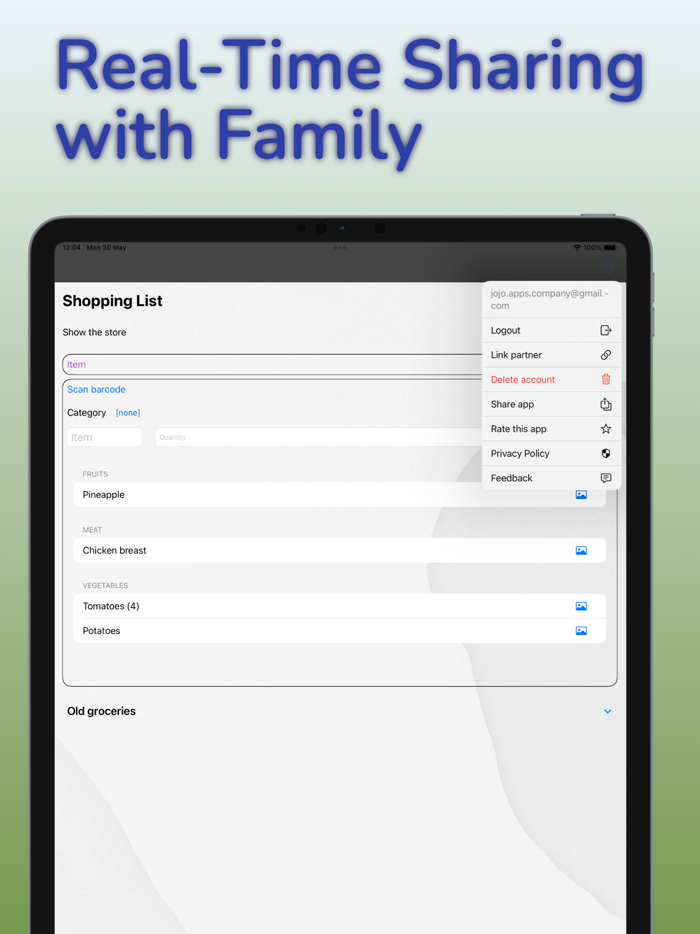 Shared Family Shopping List.